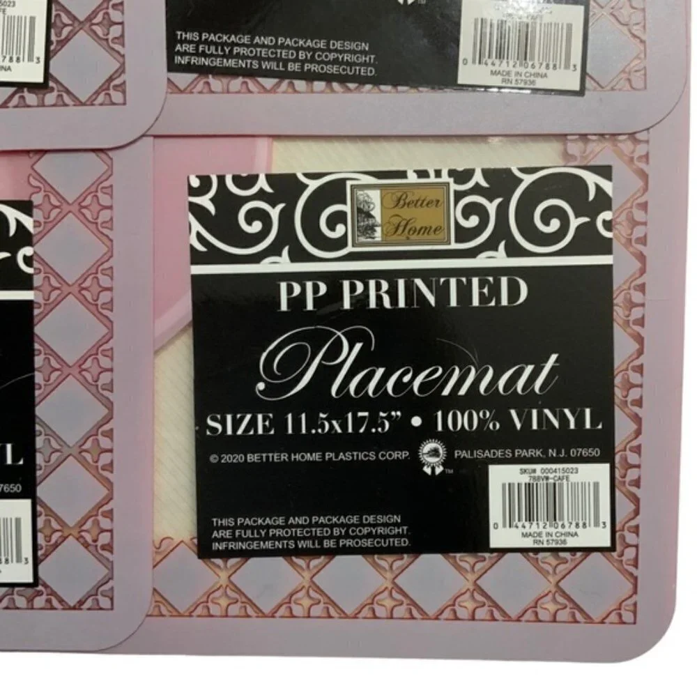 Placemats Coffee Theme Frosted Clear Indoor Outdoor Rectangle 11.5 X 17.5 in
